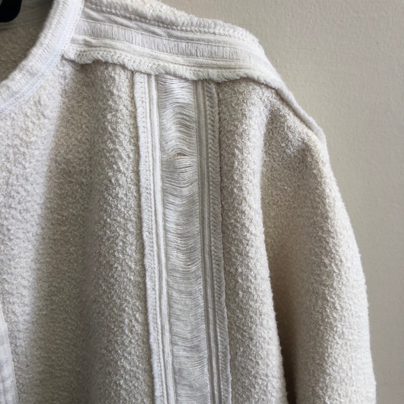 Vince Ivory Open Front Tweed Boucle Jacket Blazer - Picture 2 of 4